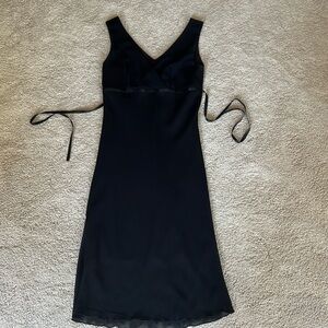 Black v neck midi length dress size medium